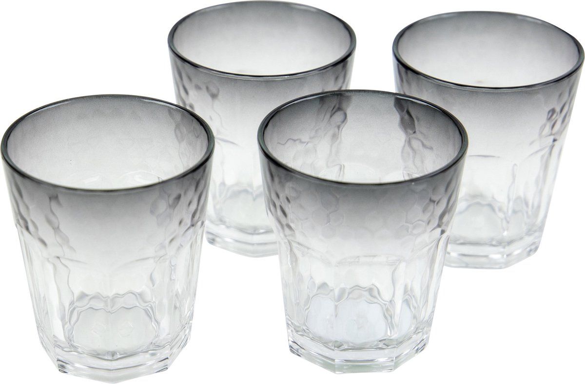Bo-Camp Limonade glas - Smoke - 4 Stuks - 200 ml - Zwart