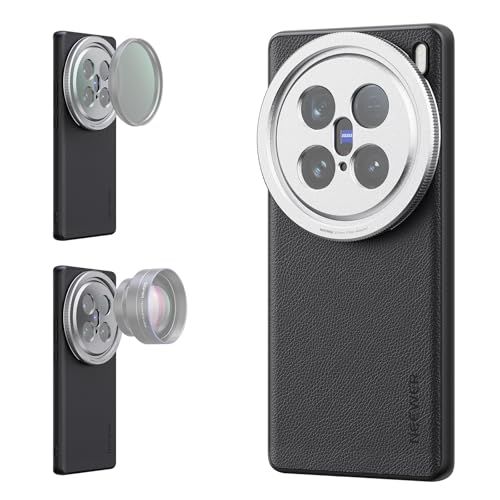NEEWER X100 Ultra Hoesje, beschermhoes compatibel met VIVO X100 Ultra, Heavy Duty TPU + PC kunstleer met 17 mm lensbevestigingen en 67 mm filteradapter voor draadloos opladen, PA113 zwart + zilver