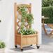 Maison Exclusive - Jardinière sur roulettes, en bois massif de sapin brun