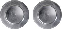 Othmar Decorations 6x Ronde zilveren onderzet borden glimmend 33 cm