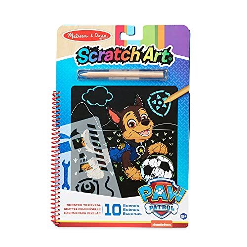 MELISSA & DOUG PAW Patrol Scratch Art Pad - Activiteitenkrasblok Chase voor onderweg (10 taferelen)