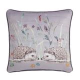 Dreams & Drapes - Grijs Egelkussen (43 x 43 cm) - Vulling Inbegrepen - Piped Edge - Omkeerbaar ontwerp - Grijs Flanelette/Geruit Kussen - Woodland Floral Kussen met Cover Inbegrepen/Kussen Insert