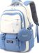 CarryQuest® - Sac à dos pour école, hydrofuge, patchwork, bleu