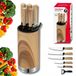 Klausberg Messenset - Set de 7 couteaux de cuisine avec 5 couteaux de cuisine en acier inoxydable, éplucheur et bloc à couteaux - aspect bois naturel