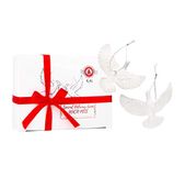 G&G Style Vriendschap duiven - hars kerst ornament set van twee duiven