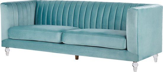 Beliani ARVIKA 3-zitsbank - Lichtblauw Fluweel