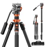 K&F Concept Camera Statief 200cm, Video Statief met Fluid Head voor Pan en Tilt, Camera Statief met Monopod, Arca Swiss Compatible voor DSLR's Belasting: 5kg