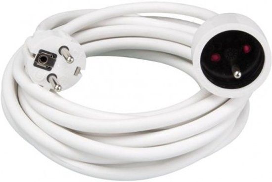 Luxe verlengsnoer wit met penaarde - 5 meter - verlengkabel