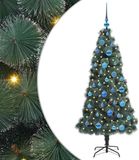 vidaXL Kunstkerstboom met verlichting en ballenset groen 150 cm PET