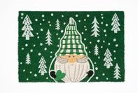 Excelsa Green Winter deurmat voor de entree, kerstkabouter op groene achtergrond met dennen, 60 x 40 cm, kokosvezel, antislip