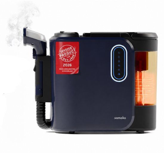 Samako Tapijtreiniger PowerClean Pro 1800W - Stoomreiniger en vlekkenreiniger - 8 Opzetstukken - 100° Stoom - Bankreiniger - Meubelreiniger - Handstomer - Matrasreiniger