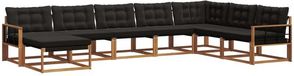 vidaXL - Bank loungeset - 8 zitplekken - Massief Acacia Hout - Naturel en zwart