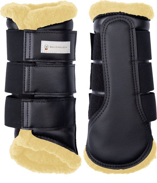 Soft Dressage Boots - Black/Beige - L - For Horses