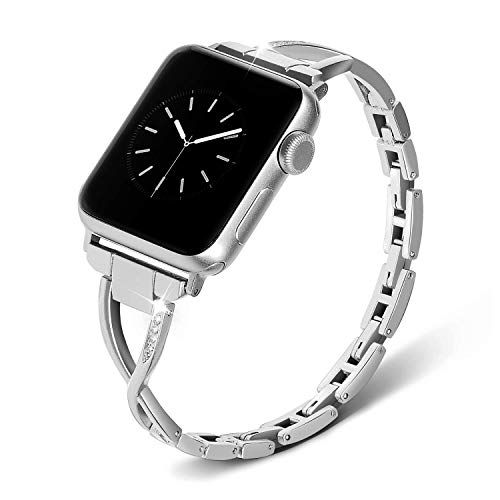 RXXR Metalen bandjes Compatibel met Apple Watch Strap 38mm 40mm Verstelbare RVS Vervanging Band voor iWatch Series 6/5/4/3/2/1