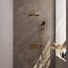 Brauer Gold Edition Thermostatische Regendoucheset Inbouw - Hoofddouche 30 cm - Gebogen Wandarm - Met Drukknoppen - Handdouche 3 Standen - Doucheslang - Geintegreerde Glijstang - Geborsteld Goud