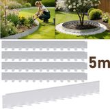 Sans marque Bordure de pelouse en métal pour bordures - Argent - Set complet de 5 (Longueur totale 5m)