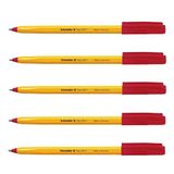 Schneider Tops 505 Balpen, met dop, F, Rood, Vat, Geel (Pack van 1)