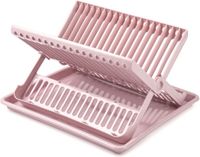 PLASTICFORTE Afwas afdruiprek met lekbak - oud roze - kunststof - 37 x 33 x 21 cm - afwassen en drogen