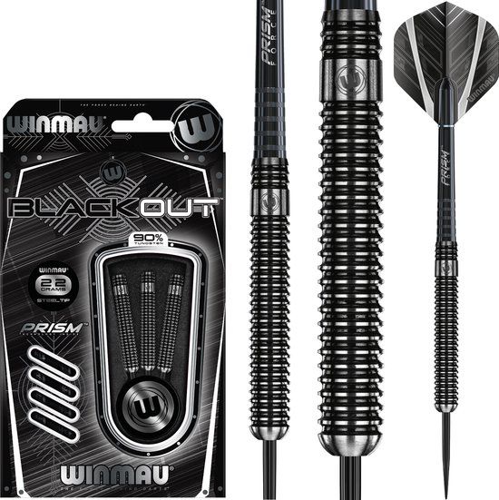WINMAU Blackout Steeltip Dartpijlen - 22g - Zwart