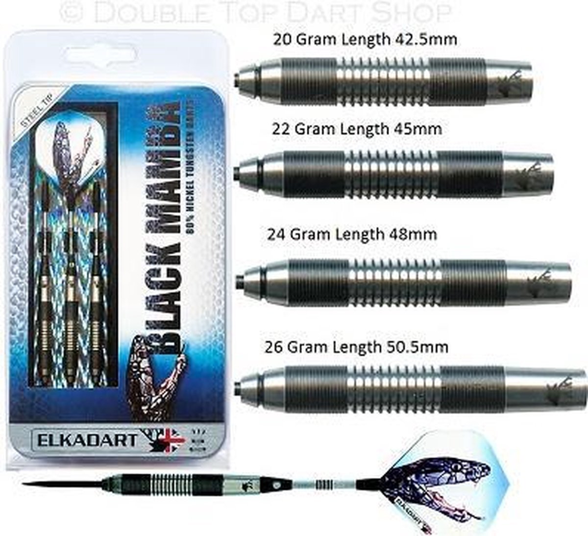 elkadart Black Mamba dartpijlen 80% tungsten - 26 gram