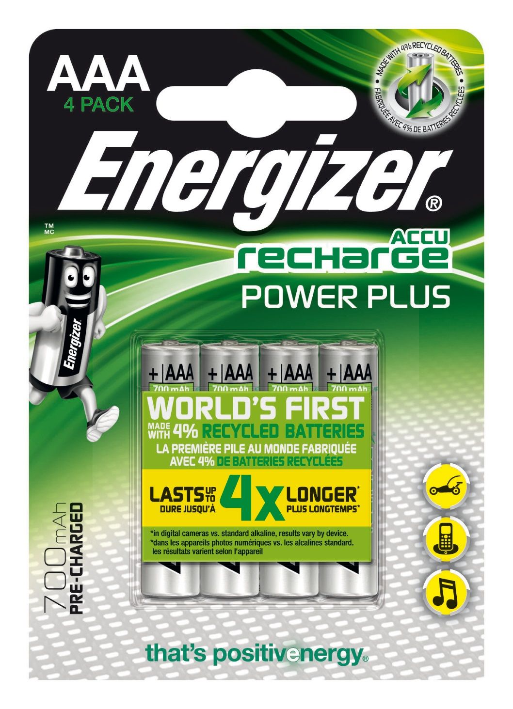 Energizer Recharge Power Plus AAA 700mAh - 4 stuks