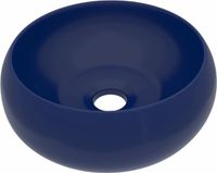 vidaXL Lavabo rond 40x15 cm céramique mat bleu foncé