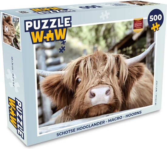 MuchoWow Puzzel Schotse hooglander - Macro - Hoorns - Legpuzzel - Puzzel 500 stukjes