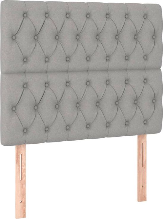 vidaXL Hoofdbord Lichtgrijs Stof 90x7x118/128 cm
