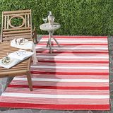 Safavieh TMF155 Tapijt voor binnen en buiten, handgemaakt, gerecycled kunststof, rood, 160 x 230 cm