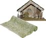 Merkloos / Sans marque Edelman Bv Lege kerststal - L42 x B19 H30 cm - incl. gras ondergrond/achtergrond - besneeuwd