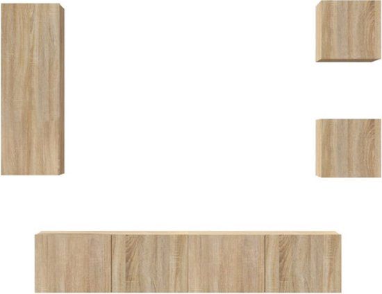 vidaXL 5-delige Tv-meubelset bewerkt hout sonoma eikenkleurig