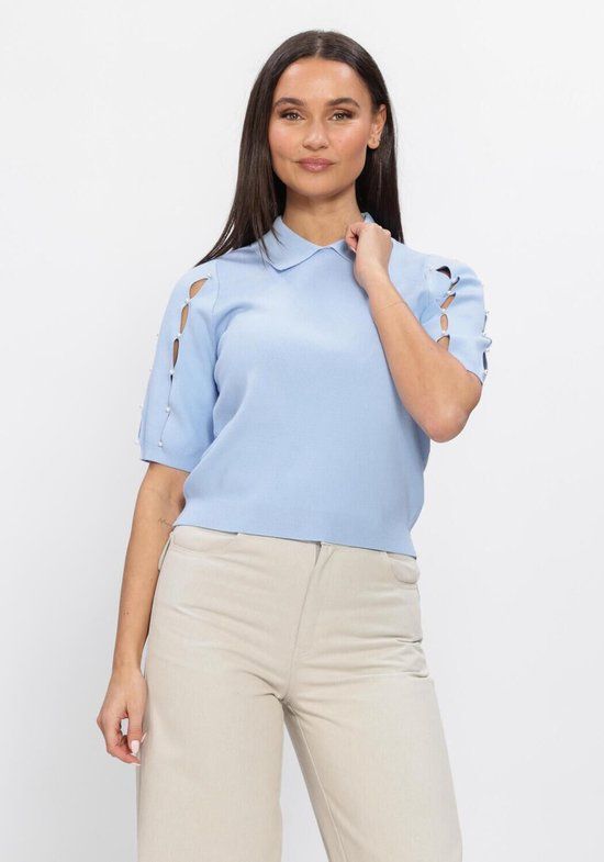 Freebird Kn-vis-soft-26-1 Dames Shirt Lichtblauw Maat M
