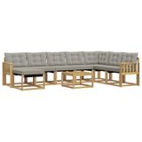 vidaXL - Buiten - bank - set - 9 - st - Wit - en - Lichtgrijs