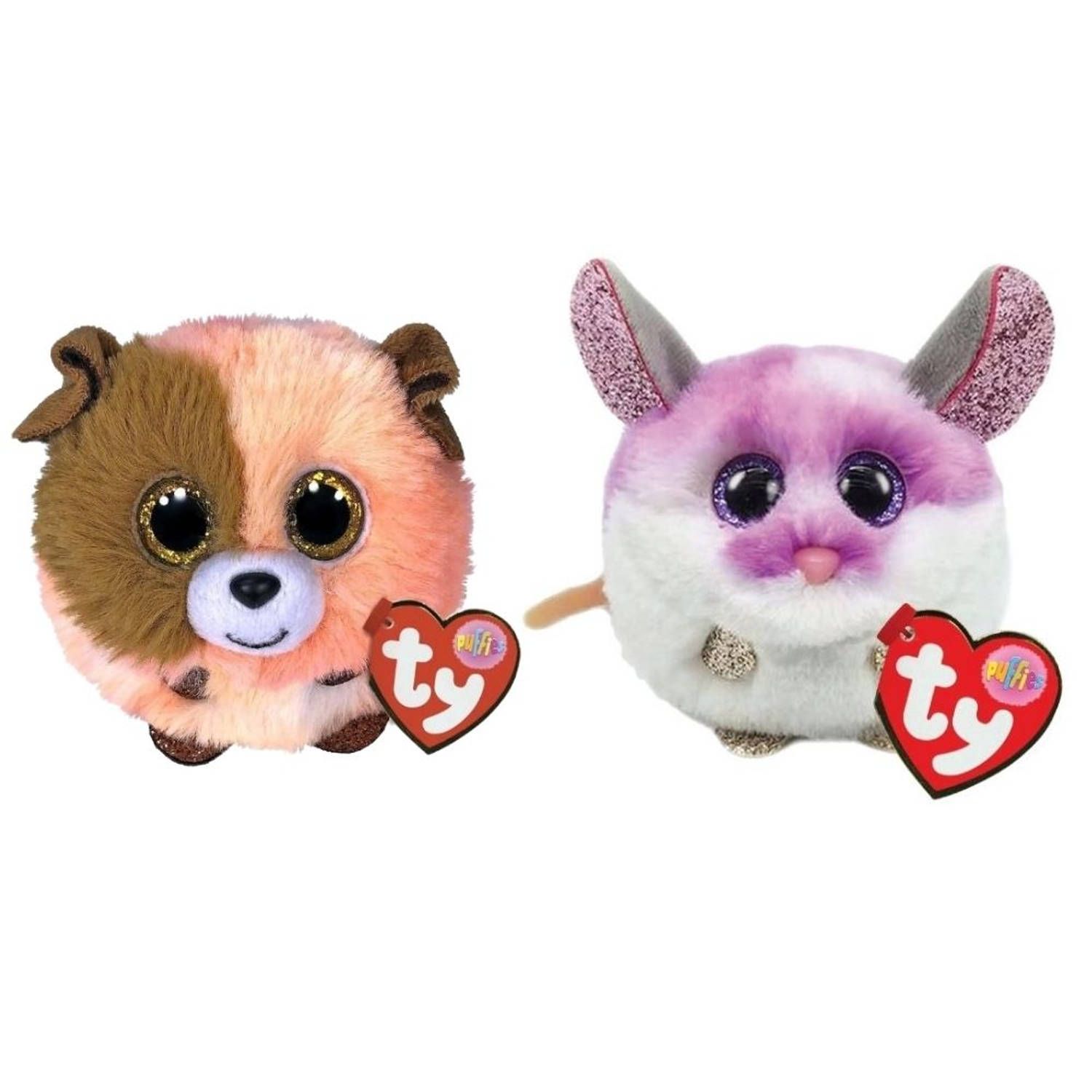 TY - Knuffel - Teeny Puffies - Mandarin Dog & Colby Mouse