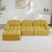 Canapé modulaire en forme de L à trois places avec ottomane, rembourrage en mousse 32D, assise profonde, tissu doux (jaune)