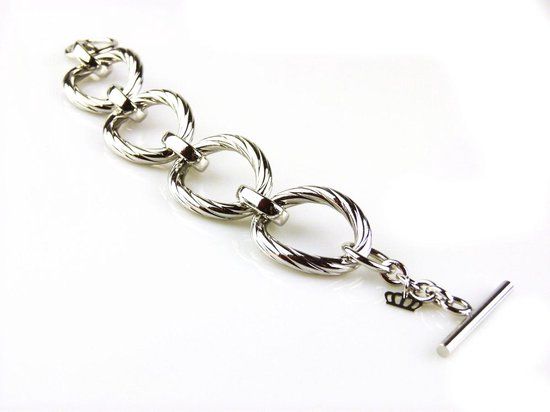 Bronskleurige schakelarmband - 19 cm - Zilver