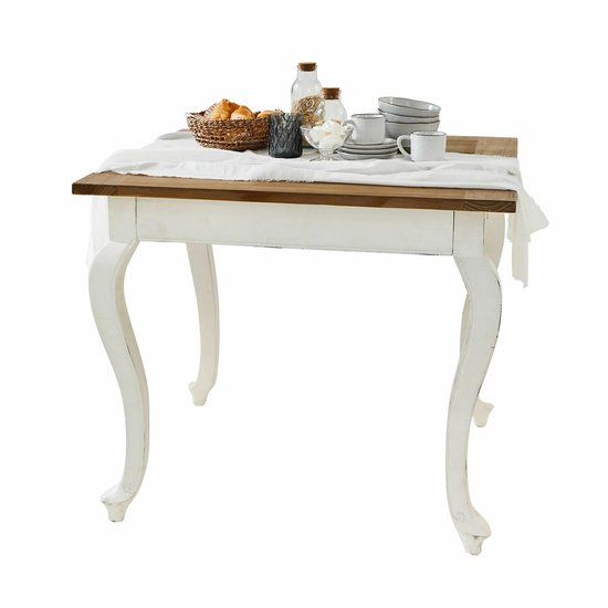 LOBERON Tafel Plaish antiekwit/bruin