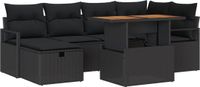 vidaXL Tuinbank Set Zwart Polyrattan