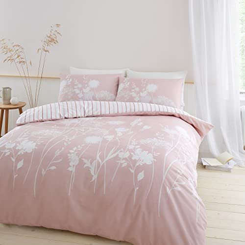 Catherine Lansfield Meadowsweet Floral Easy Care Dubbel Dekbed Set Blush