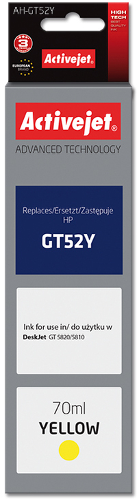 Activejet Activejet AH-GT52Y inkt (vervanging HP GT52Y M0H56AE; Supreme; 70 ml; geel)