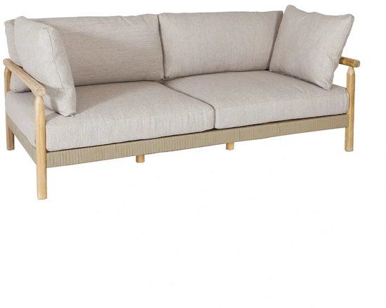 Buitengewoon Boet Brussel Relax Tuinbank 195 cm Beige/Bruin Hout 2 zitplekken Loungebank met 4 kussens