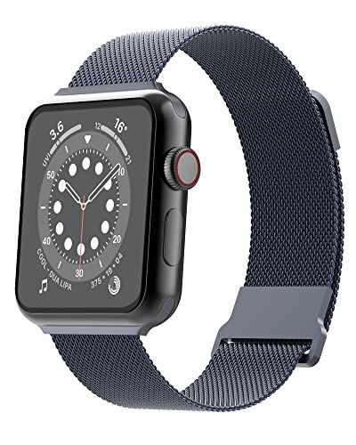 Biuupa Panda Roestvrij stalen armband, compatibel met Apple Watch armband 38 mm - 45 mm, mesh metalen reservearmband met instelbaar magneetslot voor iWatch SE 7/6/5/4/3/2/1 voor dames en heren, für 42 44 45mm
