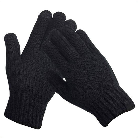 Selencia Wol Look Touchscreen Handschoenen - Vrouwen - Maat M - Zwart