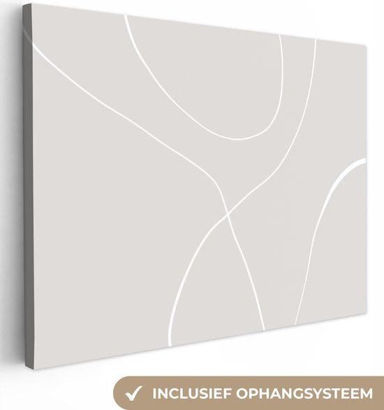 OneMillionCanvasses Canvas schilderij 160x120 cm - Line art - Abstract - Pastel - Muurdecoratie
