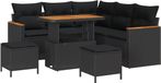vidaXL Tuinbank - Set - 8 - st - Zwart - poly - rattan