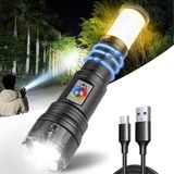 Sans marque Lampe de poche extrêmement lumineuse 30000 lumens - rechargeable - étanche - zoomable - tactique - camping randonnée lumière de secours