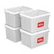 Cetomo 45L x 4 opbergdozen, draag plastic opbergdoos met deksels, organiserende container met handvat en veilige vergrendelende gespen, stapelbaar, nestbaar, draagtas voor thuiskantoor kleding