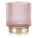 AmeliaHome Theelichthouder van glas Pompey poederroze goud 7x8 cm