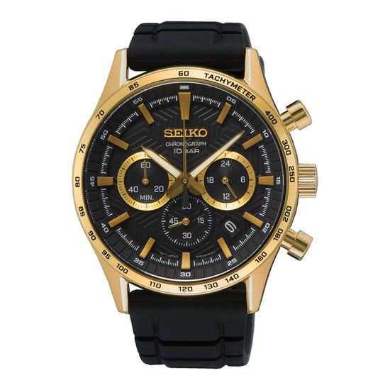 Seiko SSB446P1 Heren Horloge Zwart Zwart 43 mm