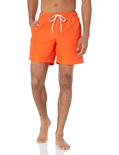 Amazon Essentials Men's Quick-Dry Swim Trunks - 7" Inseam - Orange - XL